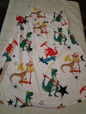 White Dinosaur Print Dress Sz 3X